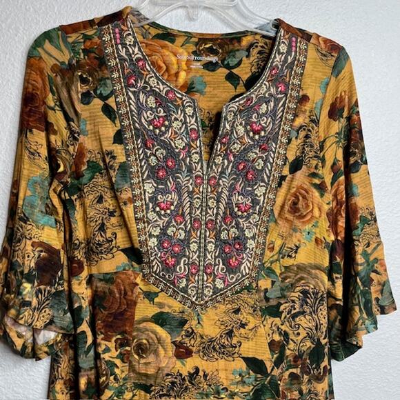 Soft Surroundings Stunning Jewel Tone Floral Boho Tunic Top Size Small - Picture 6 of 13